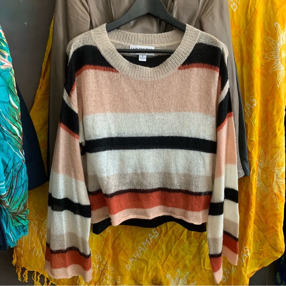 WILDFOX Long Sleeve Stripes Sweater Size S Multicolored Thin Knit Sahara Phoebe - Picture 4 of 10